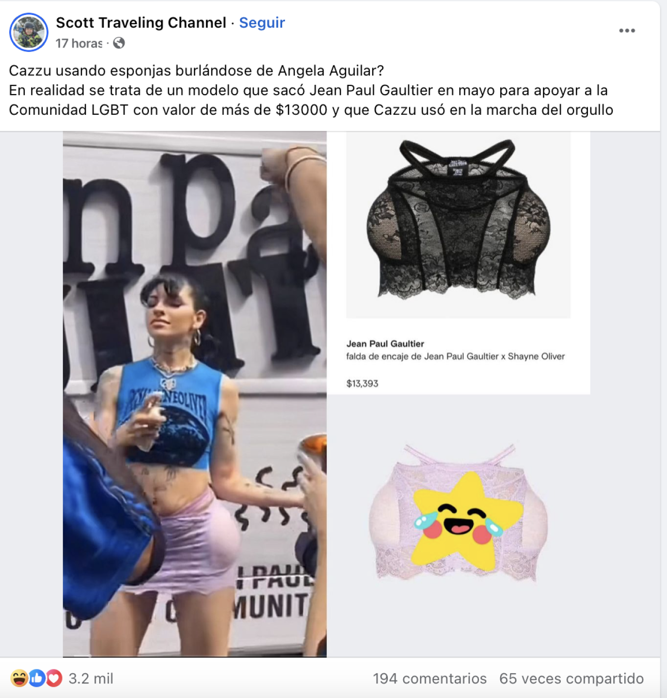 Cazzu portó falda de Jean Paul Gautier