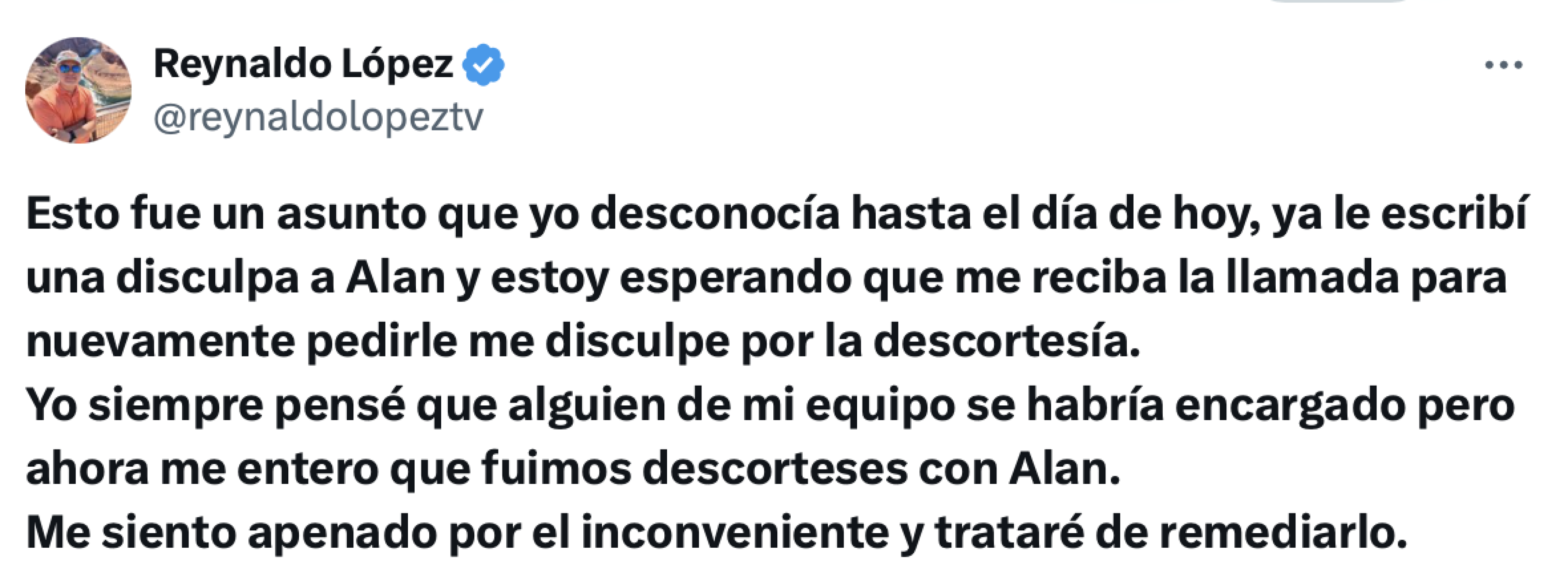 Reynaldo López responde a Alan Estrada