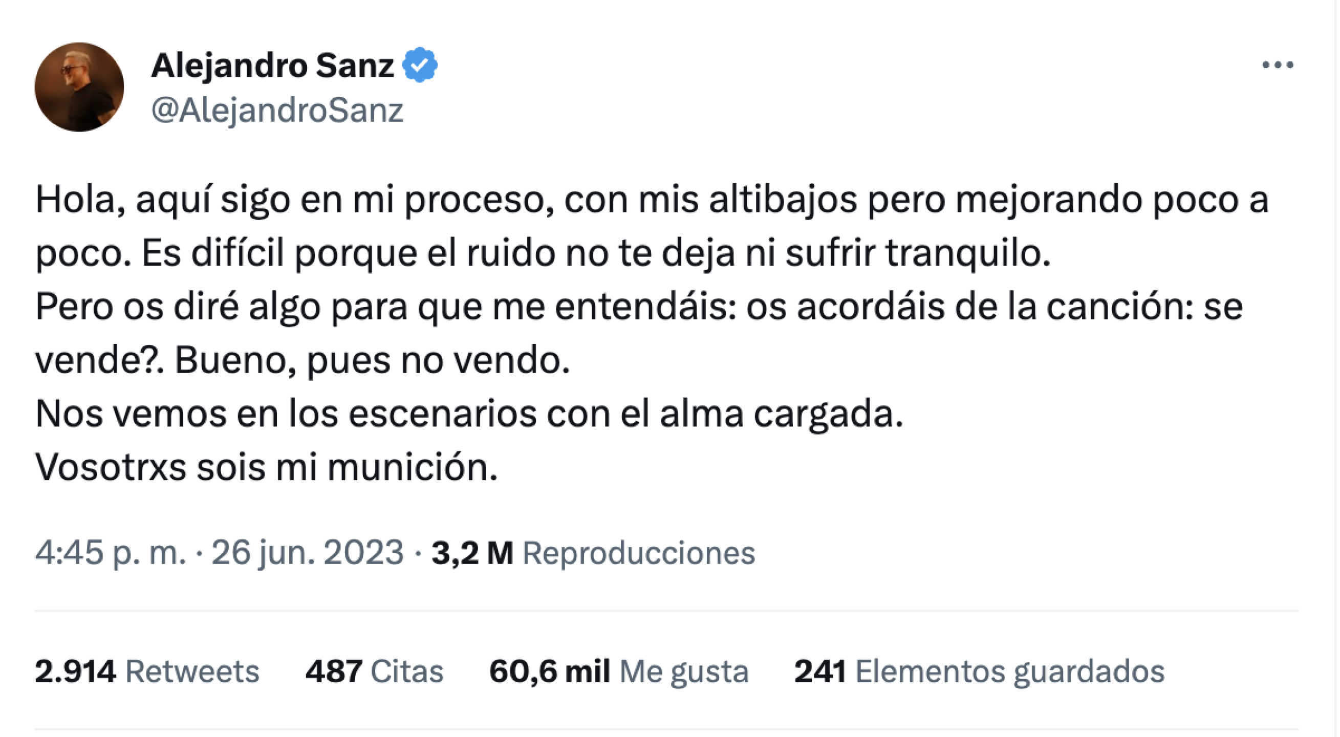 Alejandro Sanz salud mental