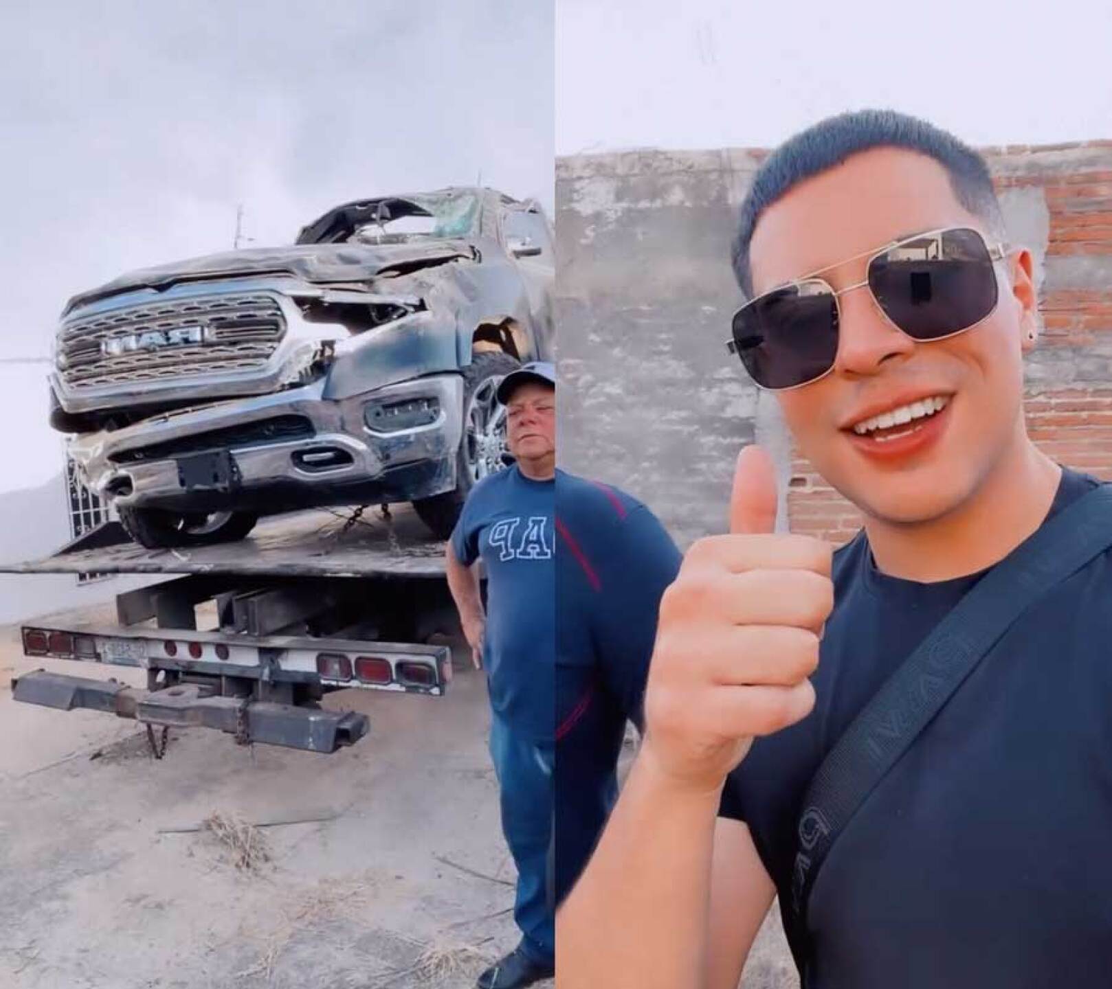 Eduin Caz se despide de su camioneta chocada