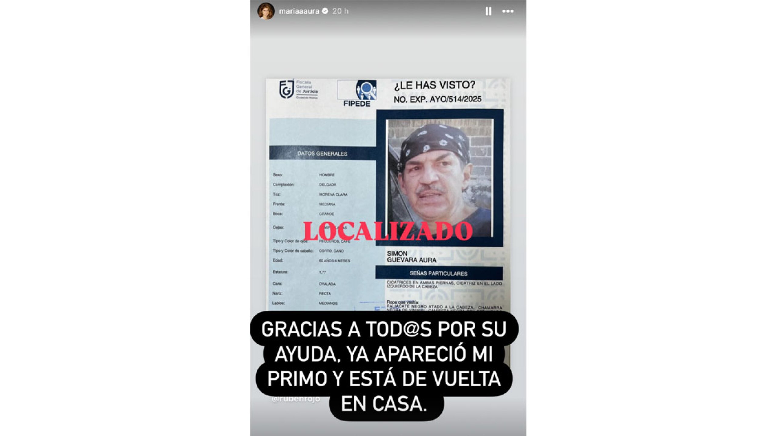 Primo de María Aura desaparición