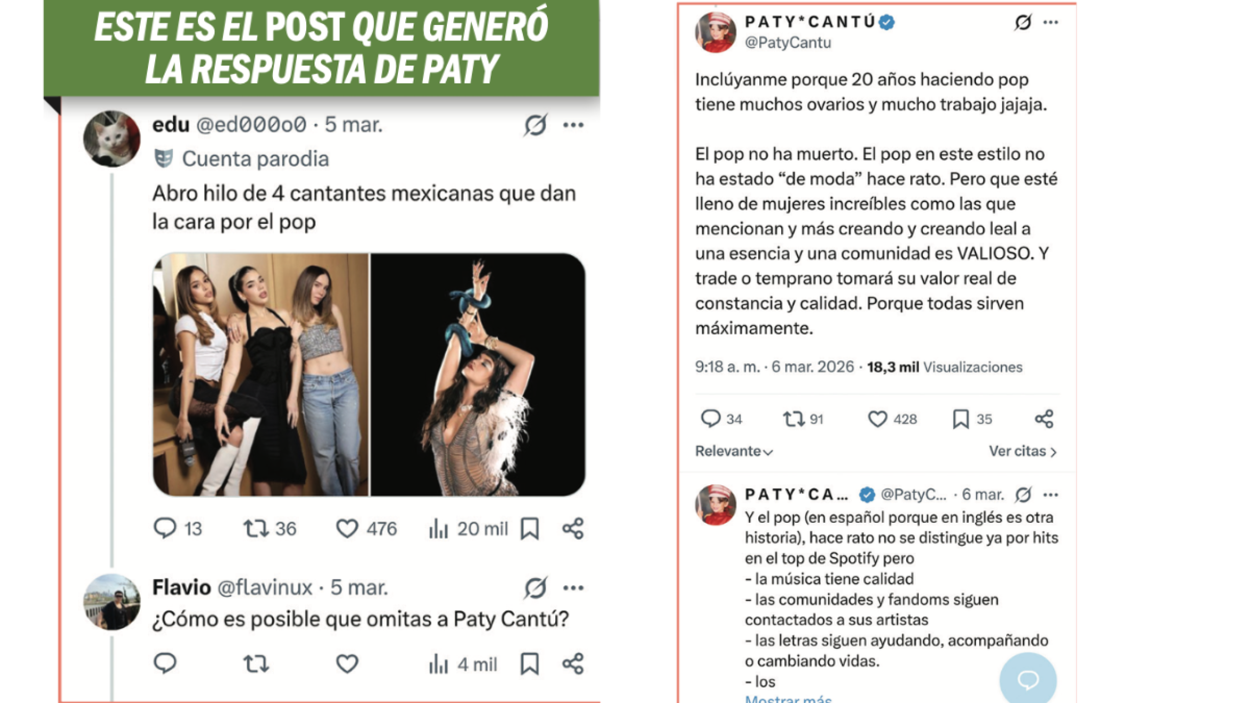 Paty Cantú señala que sí es parte de las mexicanas que dan la cara por el pop