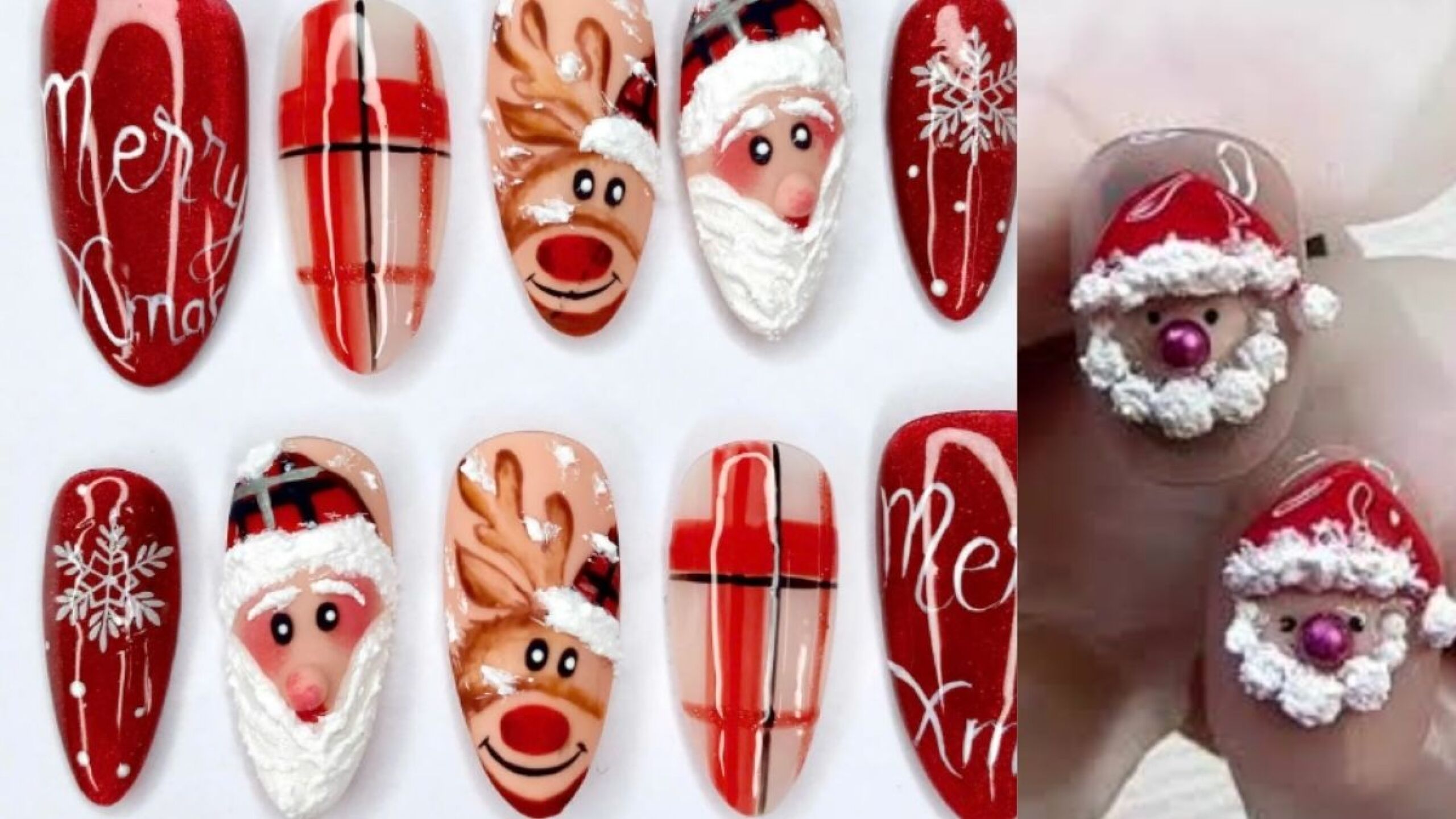 Santa Claus uñas kawaii