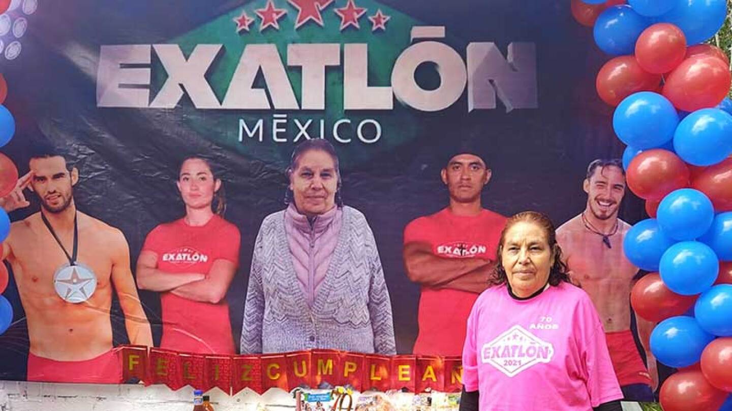 Abuelita celebra sus 70 años con fiesta temática de Exatlón México