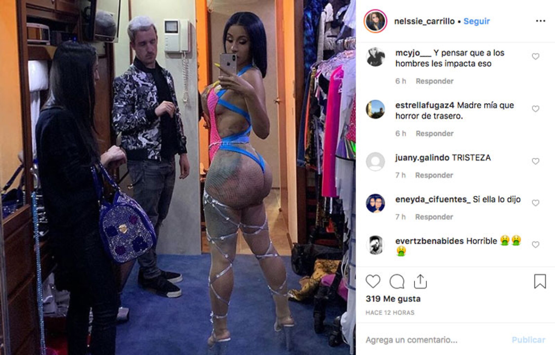 Cardi B hace una grotesca toma de su trasero en tanga y mallas de red.